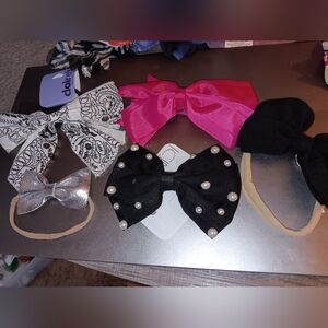 Claire's Vibrant Pink, Classic Black, and Shiny Silver Bow Clips & Headbands